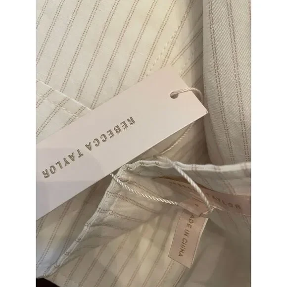 NWT Rebecca Tayor cream pinstriped skirt size 6 295$ retail - Picture 3 of 7